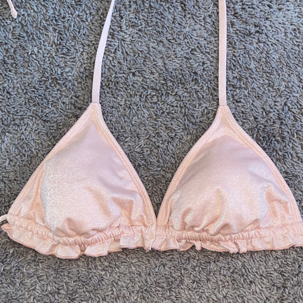 Xhilaration Pink Shimmer Ruched Bikini Top XL